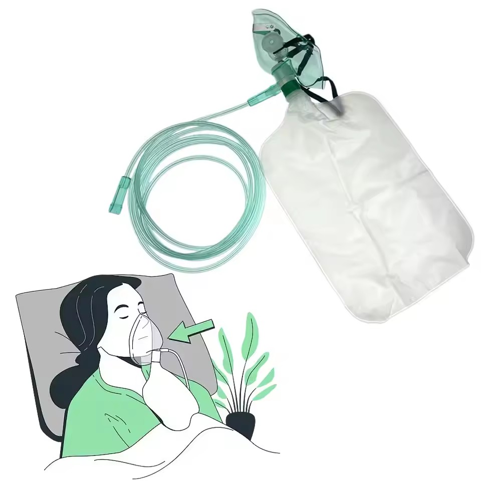 Oxygen Mask Reservoir Bag Adult - Disposable Adult High Concentration Oxygen Face